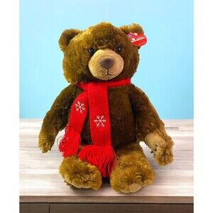 Santa's Workbench Brown Teddy Bear Christmas Plush 15” With Original Tags *READ